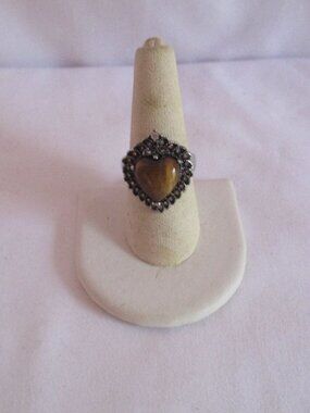 South African Tigers Eye Austrian Crystal Ring Stainless Steel Size 8 TGW 4.002
